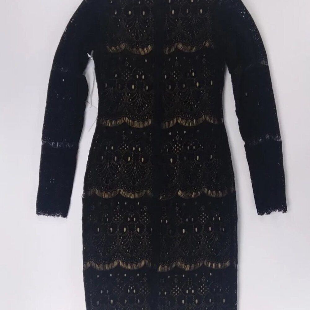 Amanda Uprichard Black Mini Dress Size S Lace NWOT $245 Mari Velvet - Picture 4 of 4